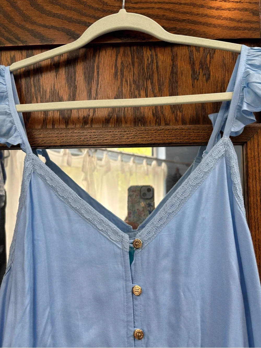 Melissa Odabash Light Blue Ruffle-Shoulder Button-Front Maxi Dress - Picture 7 of 9